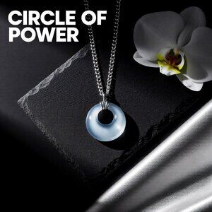 Shimmering Silver/Grey CatsEye Pendant + 19" Adjustable Stainless Steal Chain